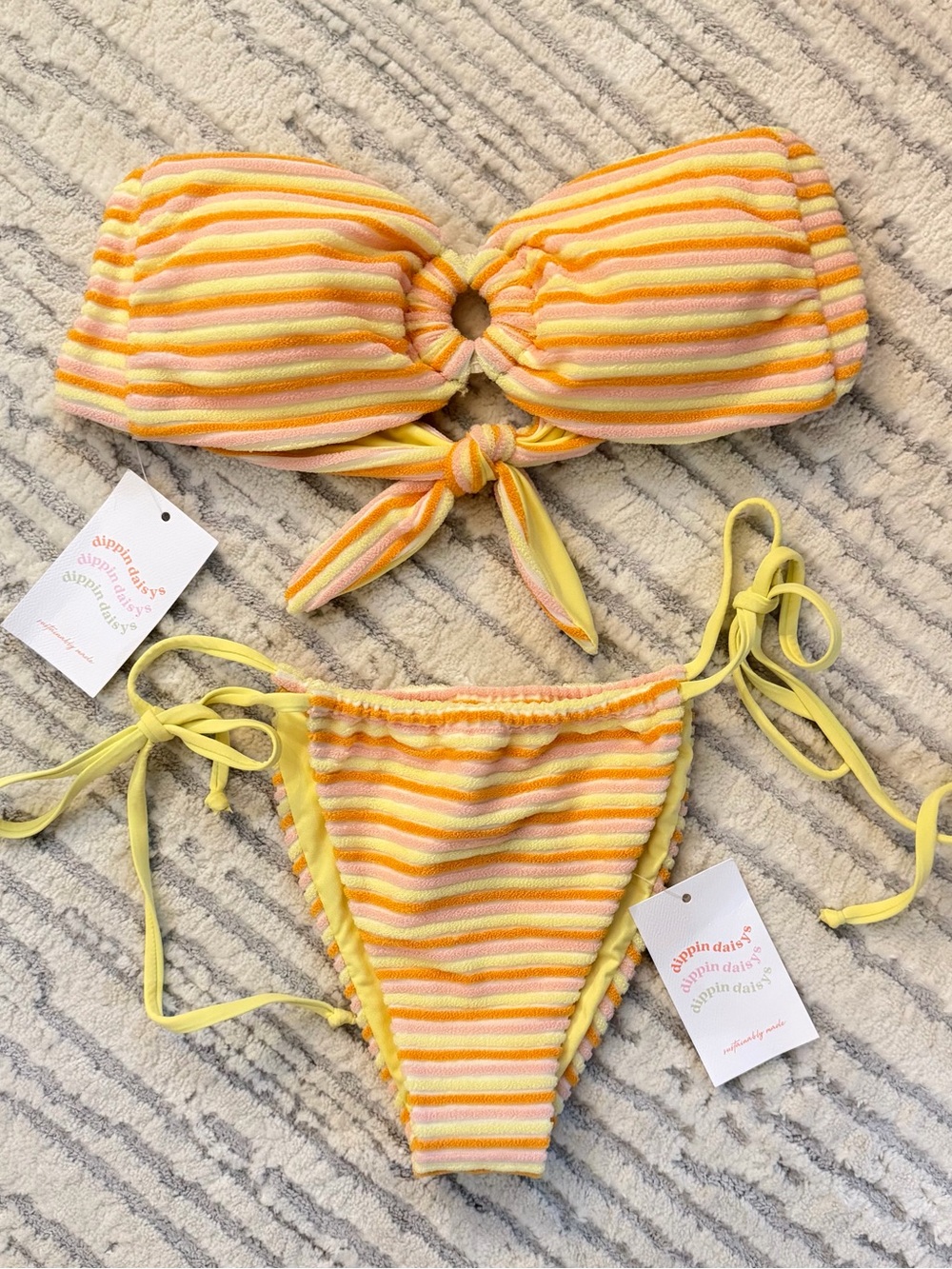 Dippin’ Daisy’s textured striped bikini set